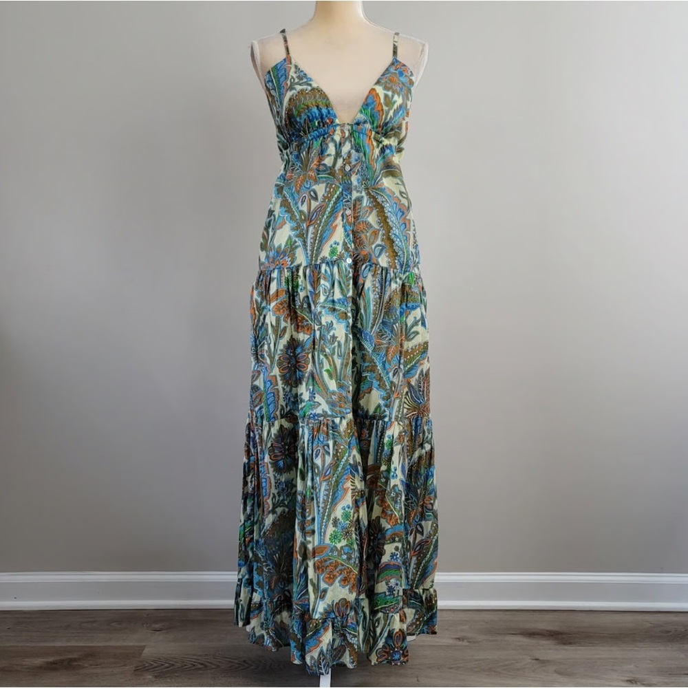 Anthropologie House of Harlow 1960 Womens Tiered Maxi Paisley Dress 100% Cotton - Picture 3 of 15
